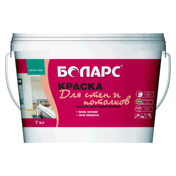 Краска белая БОЛАРС "для стен и потолков"