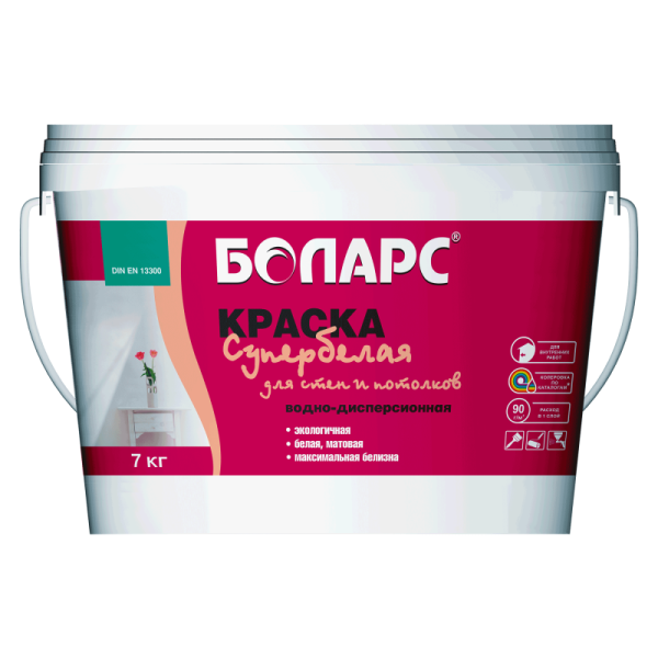 Краска супербелая БОЛАРС "для стен и потолков"