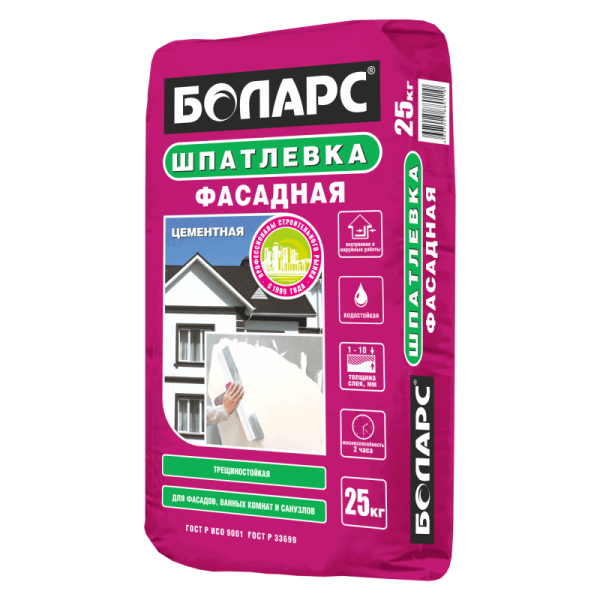 Шпаклевка цемент. белая БОЛАРС "Фасадная" (25кг) (48)