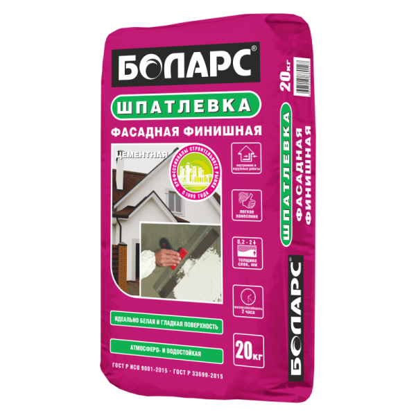 Шпаклевка цемент. белая БОЛАРС "Фасадная Финишная" (20кг) (48)